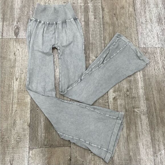 Free People Good Karma Flare Pants In Mushroom - Picture 2 of 3